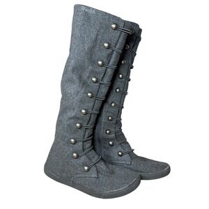 Blowfish Marching Band Boots Womens 6 Grey Wool Tall Indie Sleaze Slouchy Zipper